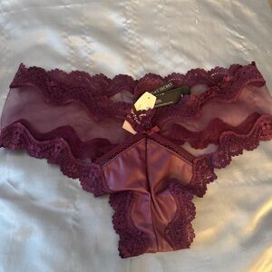 Victoria's Secret’s burgundy mesh/Lacey super sexy flirty panty - NWT -Size S